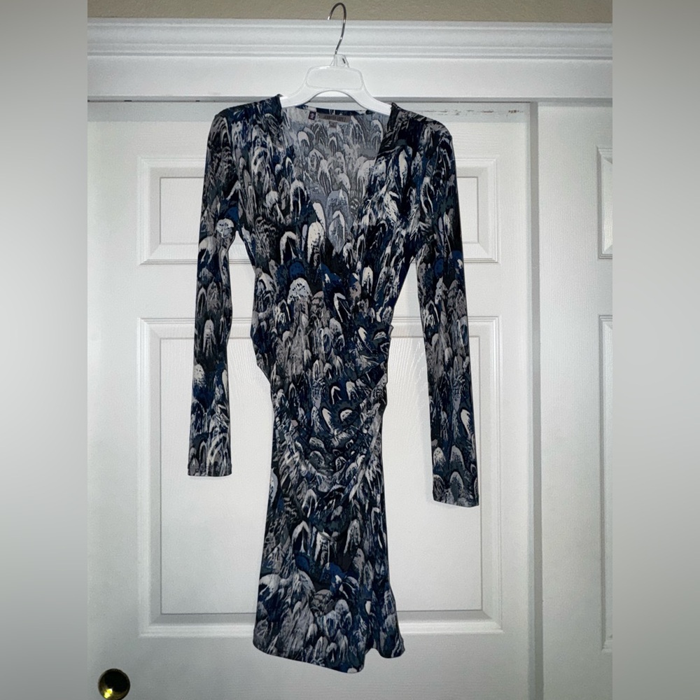 Jennifer Lopez Blue, Gray and Black Long Sleeve Dress - Picture 4 of 9